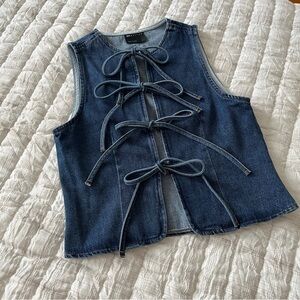 Denim Tie Front Top